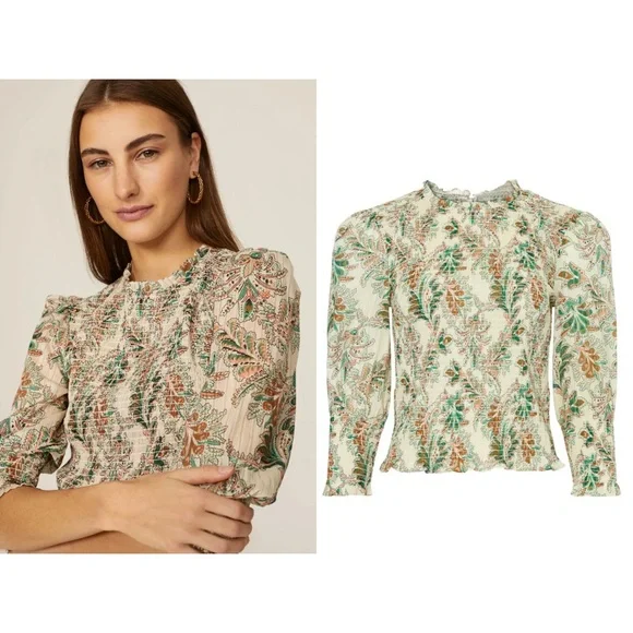 Veronica Beard Smocked Top - Picture 3 of 12